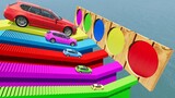 Big & Small Cars vs Stair Colors with Portal Trap - Cars vs Giant Pit vs Train | BeamNG.Drive