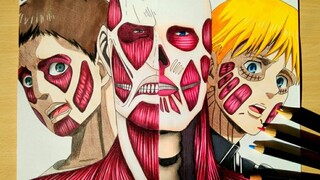 วาดยักษ์ไททันจาก Attack on Titan (Armin vs Bertholdt) - Anime Drawing