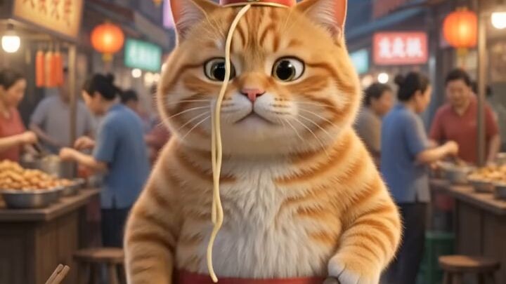 🐱🍜 When the chef is a cat… noodles are guaranteed to fly! 😂🥢China’s cutest noodle shop just got