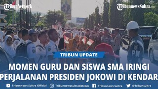 Momen Siswa SMA Iringi Perjalanan Presiden Jokowi di Jl Edi Sabara Kendari, Guru Lambaikan Bendera