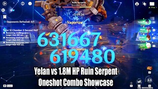 Yelan C4 vs 1.8M HP Ruin Serpent 2.8 12-3 - Assassin Oneshot Combo Showcase