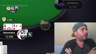 DEI ALL IN COM AS E QUATRO DE OURO E GANHEI COM PAR DE QUATRO