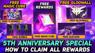 Free Fire 5th Anniversary Free Rewards | Free Magic Cube | Free Bundle | Free M4A1 Skin | Free Fire