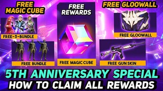 Free Fire 5th Anniversary Free Rewards | Free Magic Cube | Free Bundle | Free M4A1 Skin | Free Fire