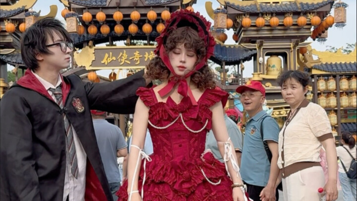 Puppet on Strings Surrounded by a Crowd in the Square