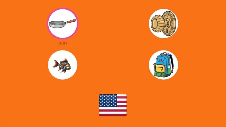 4 Essential English Words: backpack, pan, doorknob, fish