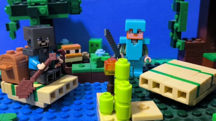 [Animasi stop motion Minecraft moc edisi 30] Rakit bambu dan rakit pengangkut