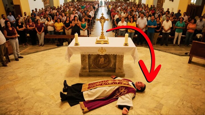 Priest falls to the ground after touching the Holy Spirit during mass and believers are speechless