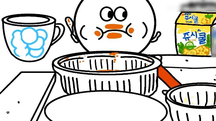 [Hoạt hình ẩm thực] Ăn bánh gạo chiên, xúc xích, gà rán cực hạnh phúc!