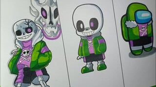 How To Draw TOXIC SANS Very CHIBI AMONG US Vẽ Sans 3 phong cách
