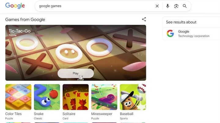 I TYPE GOOGLE GAMES IN GOOGLE