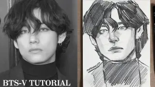 【Drawing Process】Super easy technique to draw BTS - V