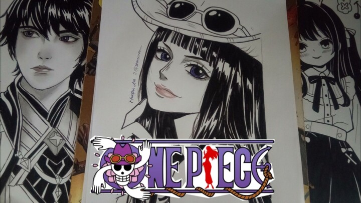 Nico Robin - One Piece || Black and White Art (SPEED DRAWING)