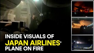Japan airplane on fire: Video captures passengers sliding off Japan Airlines' plane on fire | WION