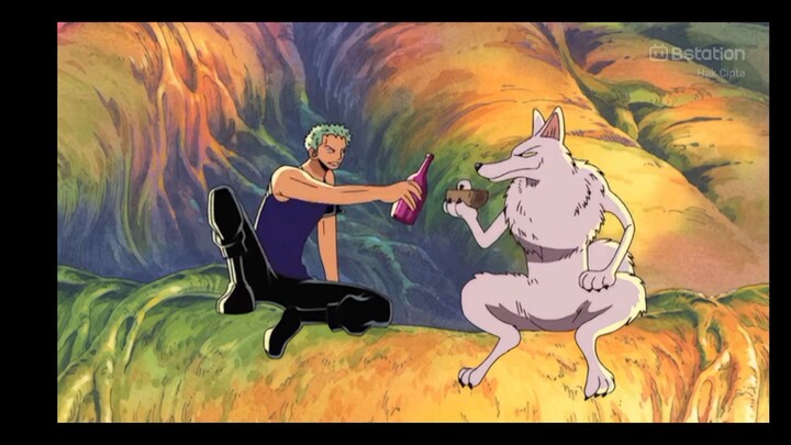 Zoro minum bareng serigala