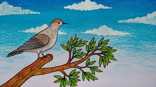 Menggambar burung perkutut || Cara menggambar dan mewarnai burung || Belajar menggambar yang mudah