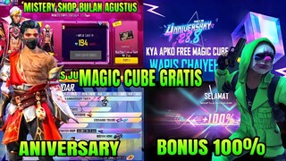 FREE FIRE!! BOCORAN MISTERY SHOP BULAN AGUSTUS, MAGIC CUBE GRATIS, ANIVERSARY 4TH FF