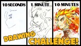 Kyojuro Rengoku Drawing challenge 10 seconds, 1 minute, 10 minutes