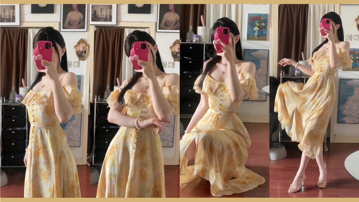 Pale yellow long dress