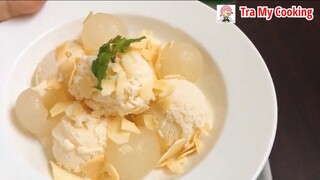 Cách làm KEM NHÃN xốp mịn, không dăm đá. Kem ăn thơm nhẹ, thanh mát | Tra My Cooking