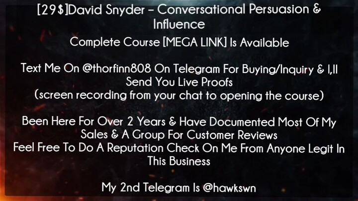 [29$]David Snyder Course Conversational Persuasion & Influence download