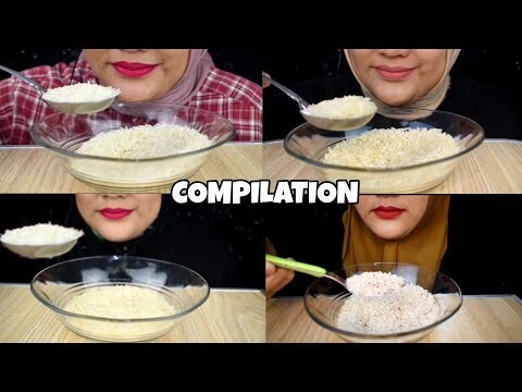 ASMR RAW RICE EATING || COMPILATION RAW RICE |MAKAN BERAS DI MANGKOK || ASMR INDONESIA