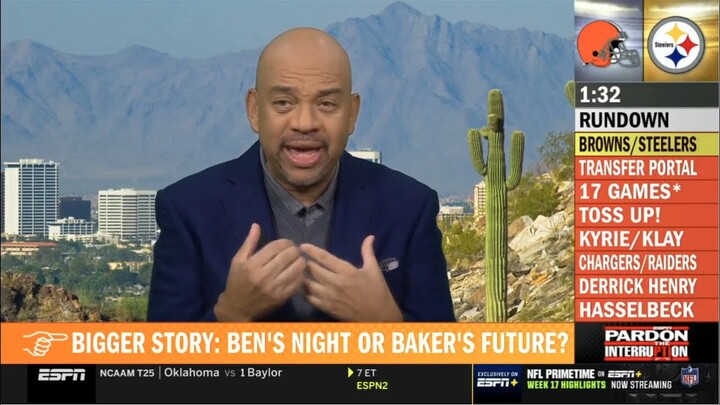FULL Pardon The Interruption | Wilbon rips Baker Mayfield's future - Week 18: Chargers at Raiders?
