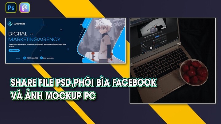 Share File PSD Bìa Facebook Và Mockup PC