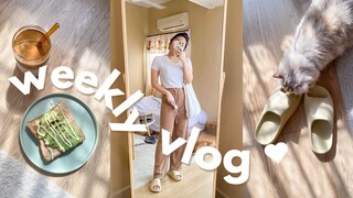 a week in my life 🤍 unboxing new slides and handbag, making the best matcha latte ever 🍵