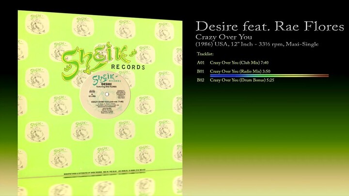 Desire feat. Rae Flores (1986) Crazy Over You [12' Inch - 33⅓ RPM - Maxi-Single]