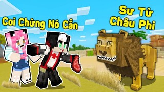 REDHOOD THỬ THÁCH 24 GIỜ KHÁM PHÁ THẾ GIỚI ĐỘNG VẬT TRONG MINECRAFT*1 NGÀY MỀU NUÔI SƯ TỬ CHÂU PHI