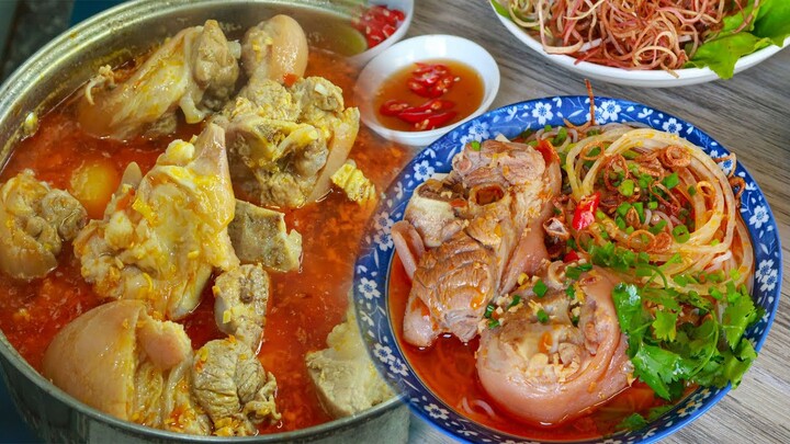 HANGCANCOOK || Cách nấu BÚN GIÒ HEO SA TẾ thơm ngon, đậm đà, ai ăn cũng mê