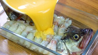 [Food][DIY]Stewing a sea bass with eggs