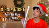 O HOLY NIGHT - Flute Recorder Easy Letter Notes / Flute Chords | Christmas Song