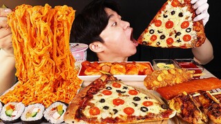 ASMR MUKBANG 편의점 핵불닭 미니!! 떡볶이 & 핫도그 & 치즈 피자 FIRE Noodle & HOT DOG & CHEESE PIZZA EATING SOUND!