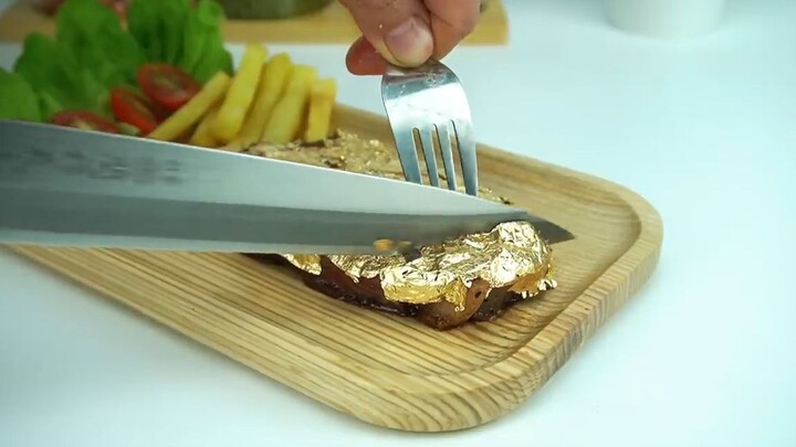 Làm Bít Tết Dát Vàng Ăn Mừng 80k Sub _ Hà Cooking