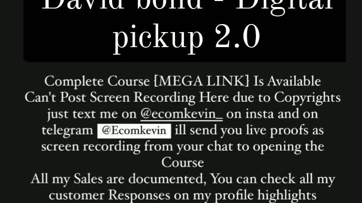 David bond - Digital pickup 2.0 course is available at low cost intrested persons DM me yes