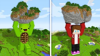 JJ vs Mikey Statue Island Base Survival Battle Challenge in Minecraft (Maizen Mizen Mazien) Parody