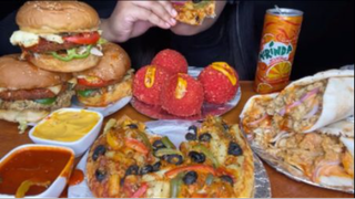 ASMR ĂN CHEETOS BÓNG BÓNG, GÀ BURGER, PIZZA MUKBANG#amthuc #monngon