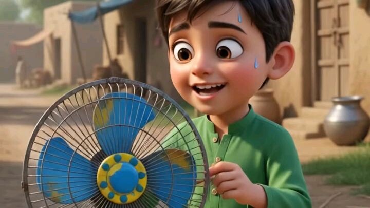 ai kid fan reparing in village
