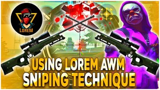 Free Fire No Reload Tricks | Using lorem awm sniping 3 finger technique