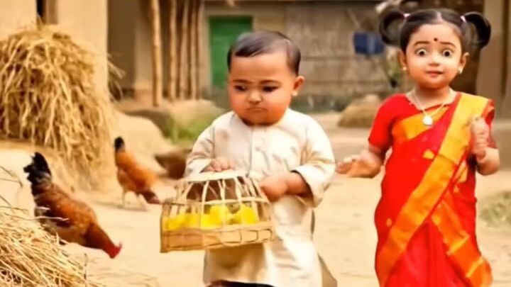 কিউট বাবুদের হাটের গল্প | গরু চেয়ে মুরগি! 😍 | Cute Village Babies Video