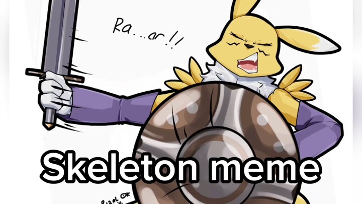 Renamon with Skeleton hanging Shield Fanart