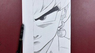 Anime sketch | how to draw vegito half face step-by-step