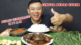 MUKBANG MAKAN CINGUR PEDAS SAMBEL KLUWAK + LALAPAN JENGKOL MENTAH + IKAN ASIN KRIUK