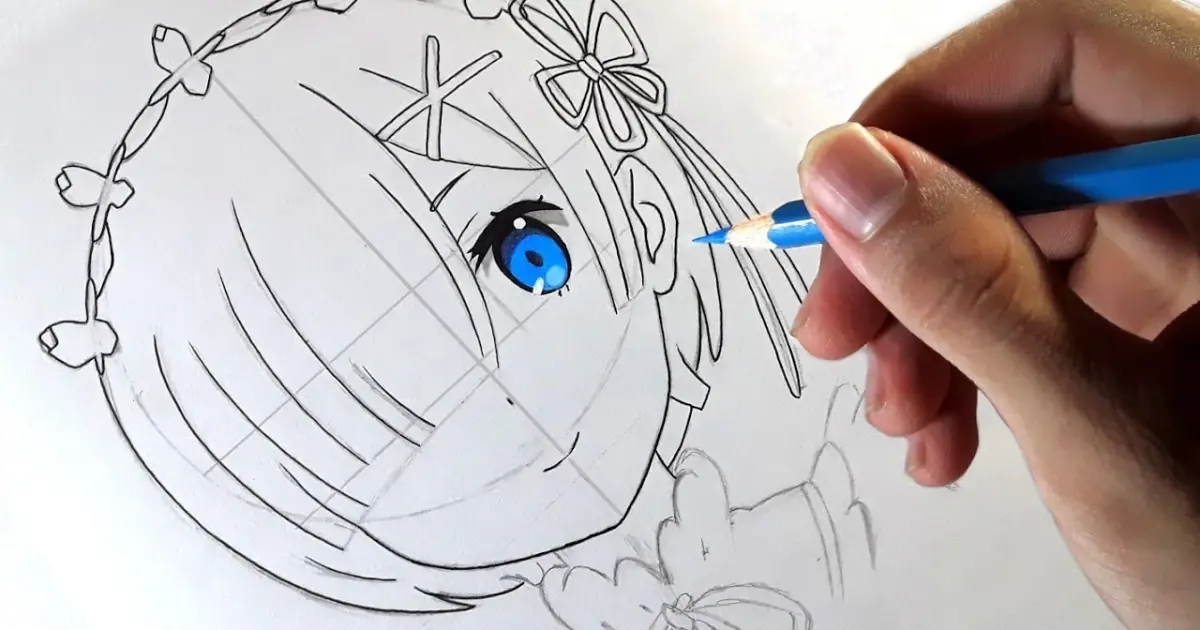 Cara menggambar anime cewe - rem [ Re: zero ] | drawing anime girl -  Bilibili