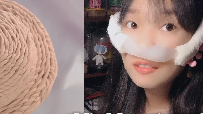 Sosok gadis yang lumpuh 80% menggunakan tanah liat untuk membentuk One Piece Luffy