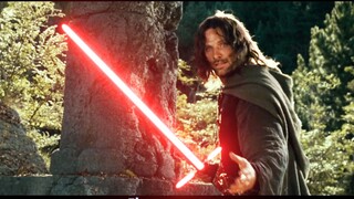 "The Lord of the Rings 1 Star Wars" Aragorn picked up Kylo Ren's lightsaber..