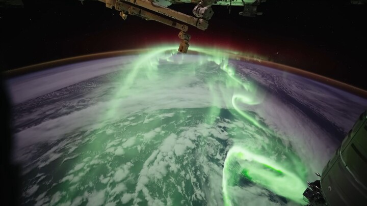 The Southern Lights coiling like a giant dragon, as seen from the International Space Station
