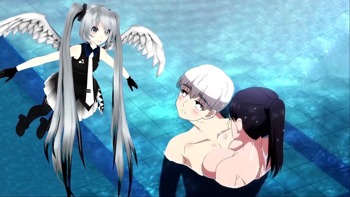 What happened to Shota Doi and Akira Toudo in the pool with the angels?